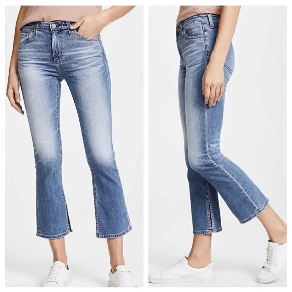 AG Adriano Goldschmied The Jodi Crop side slit Jeans light Blue Denim size 25